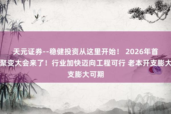 天元证券--稳健投资从这里开始！ 2026年首个核聚变大会来了！行业加快迈向工程可行 老本开支膨大可期